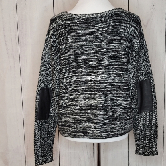 LabWorks pullover cropped leather elbow sweater - Picture 8 of 9